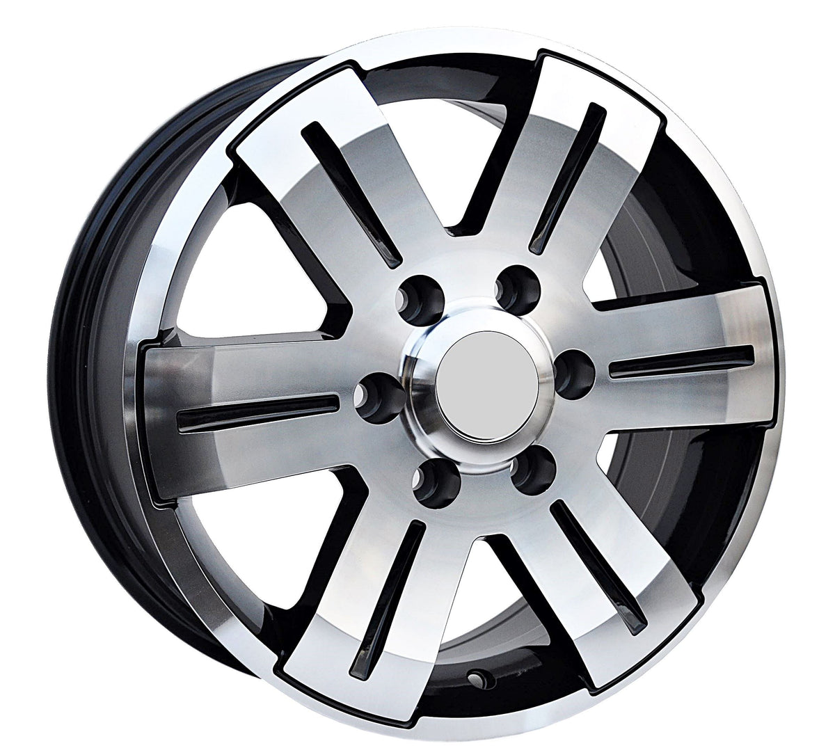 PDW 562 Alufælge 16" 7J 6x130 ET55 – Poleret/sort pulverlakeret (sæt á 4)