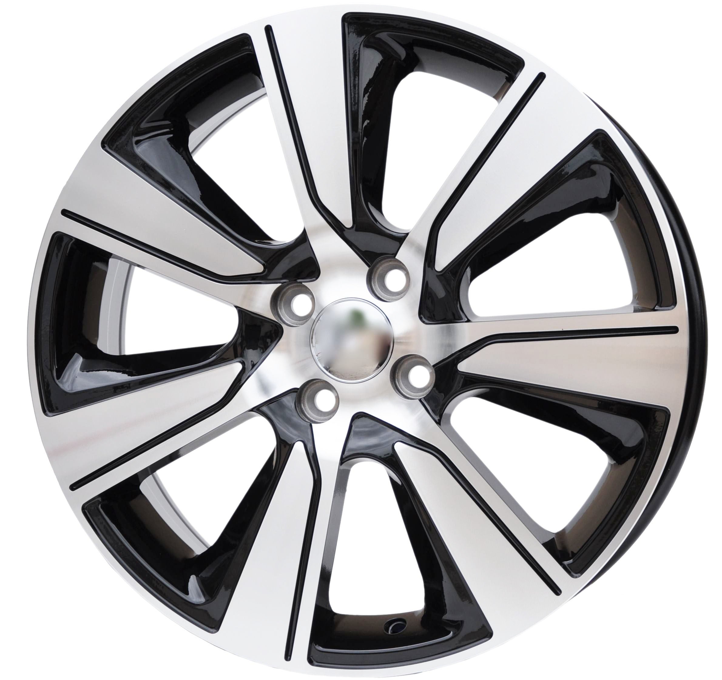 PDW 1671 Alufælge 17" 4x100 ET45 – Poleret/sort (sæt á 4)
