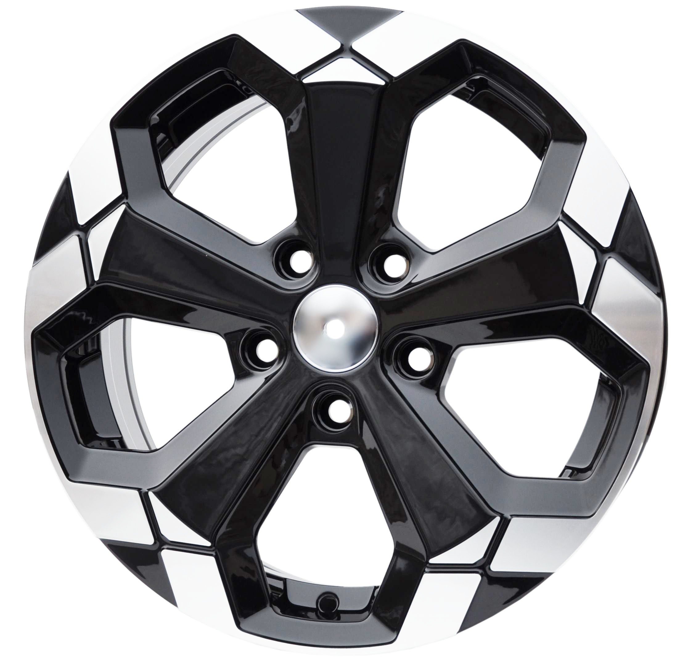 PDW 1274BP Alufælge 16" 5x114.3 ET45 – Poleret/sort (sæt á 4)