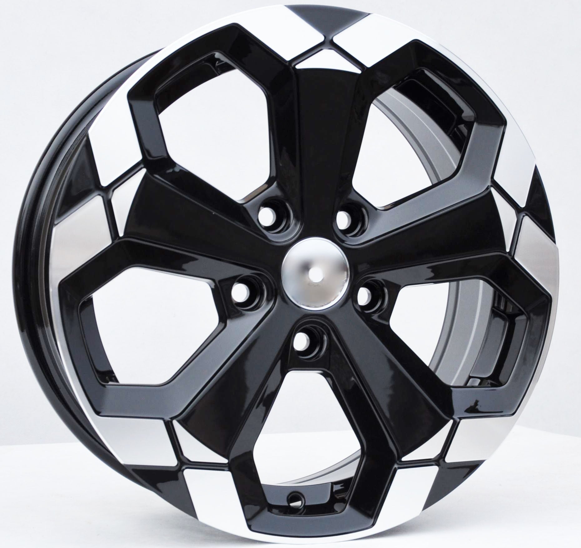 PDW 1274BP Alufælge 16" 5x114.3 ET45 – Poleret/sort (sæt á 4)