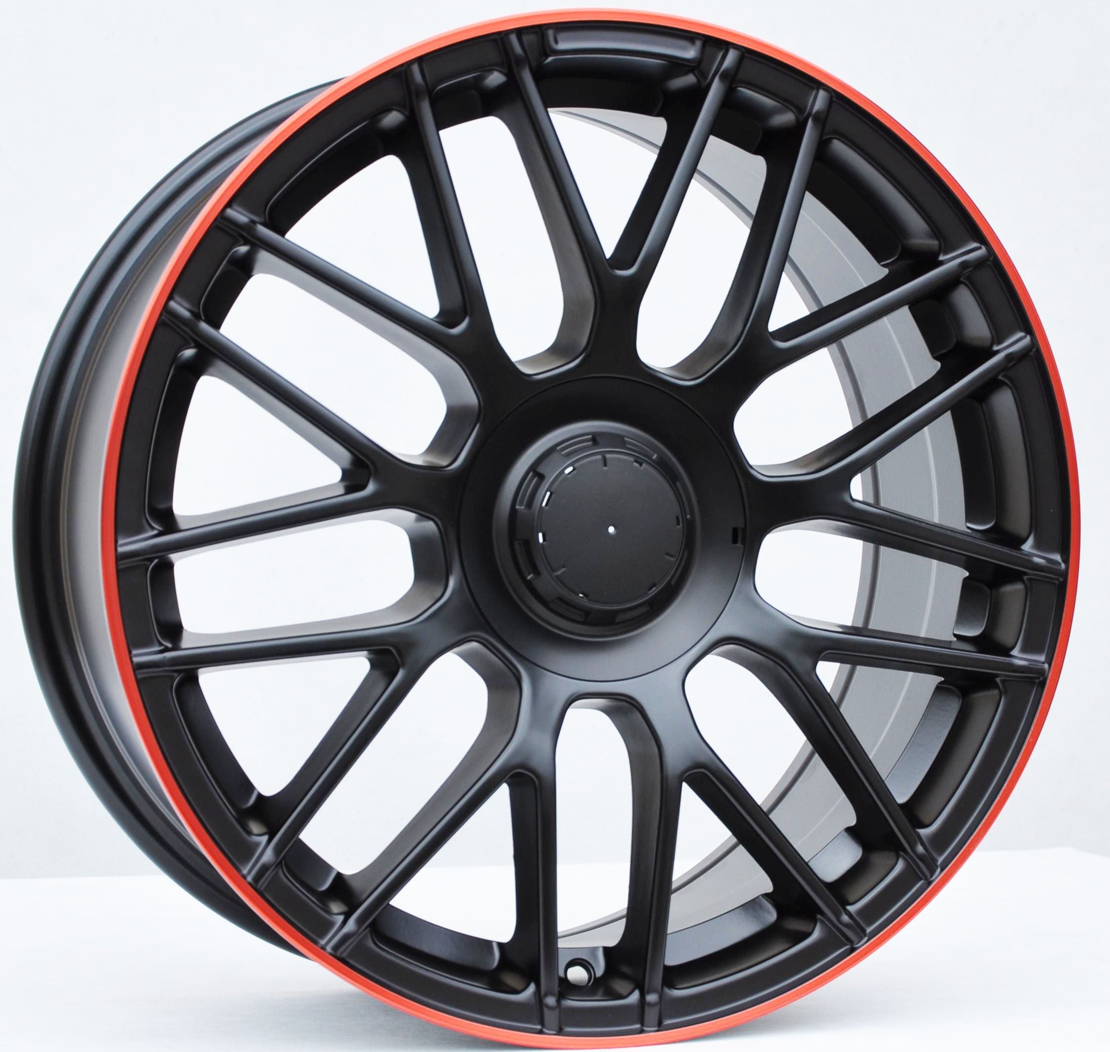PDW 1268/912 Alufælge 18" 5x112 ET45 – Poleret/czerwony rant (sæt á 4)