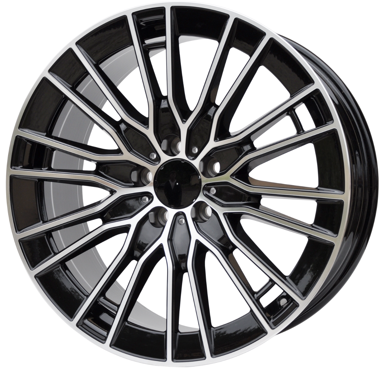 PDW YF0427 Alufælge 19" 5x112 ET35 – Poleret/sort (sæt á 4)