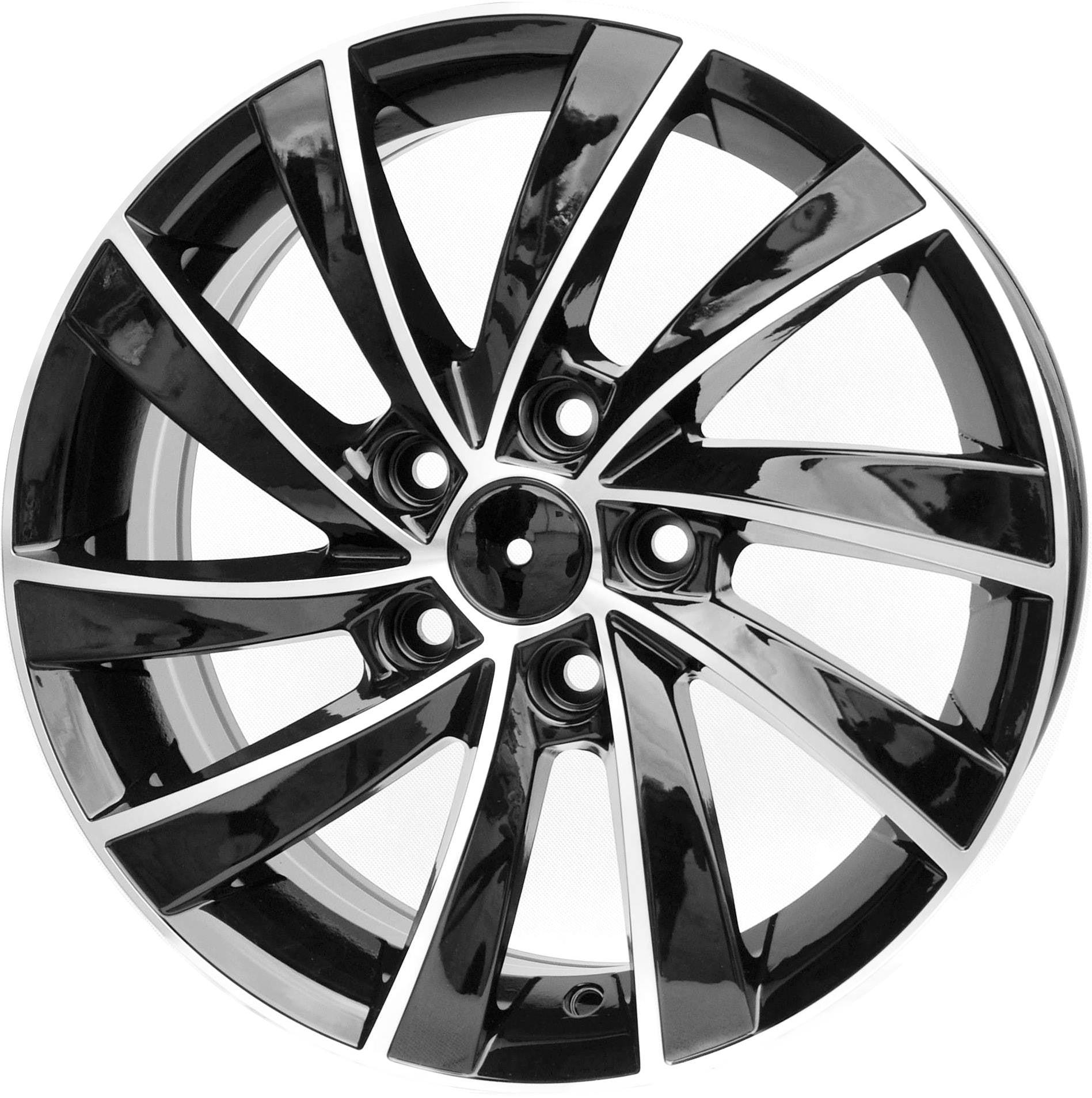 PDW 523/FE025/PRAGUE Alufælge 16" 5x112 ET46 – Poleret/sort (sæt á 4)
