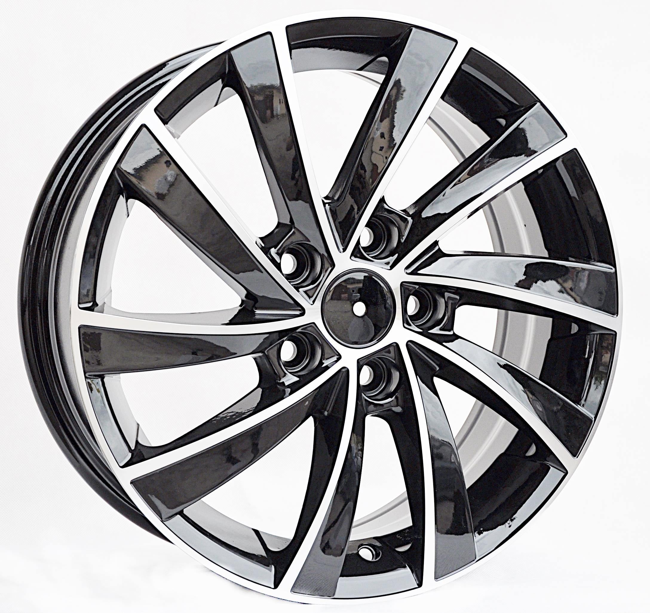 PDW 523/FE025/PRAGUE Alufælge 16" 5x112 ET46 – Poleret/sort (sæt á 4)