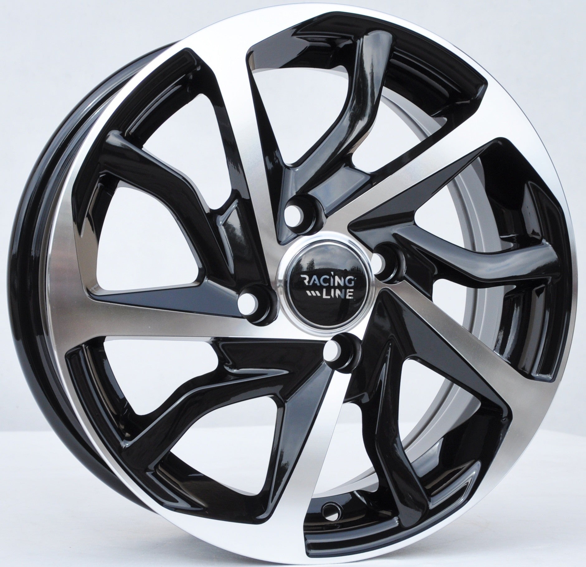 PDW 2477 Alufælge 14" 4x100 ET43 – Poleret/sort (sæt á 4)