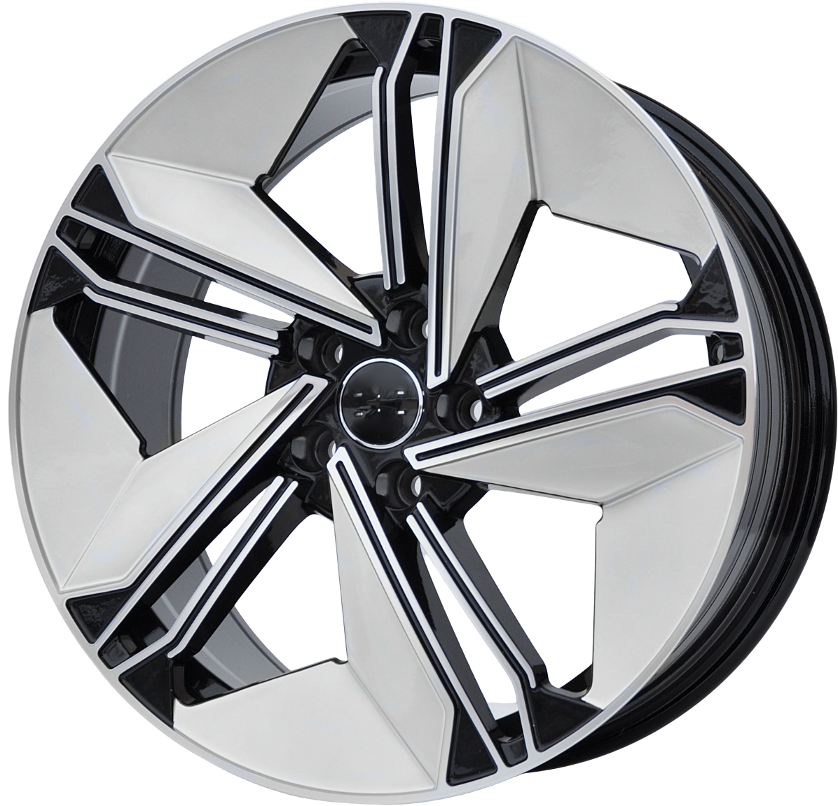 PDW FBX334 Alufælge 19" 5x112 ET35 – Sølv+sort (sæt á 4)