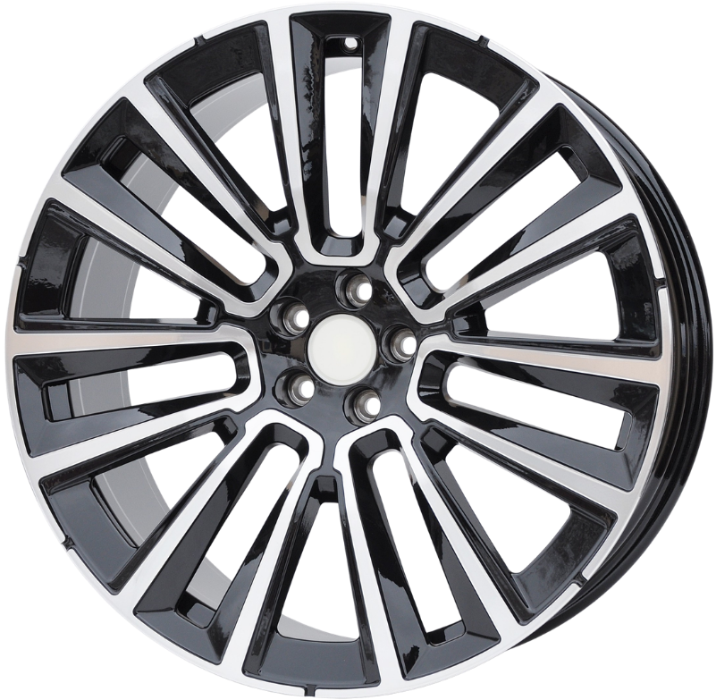 PDW 7076 Alufælge 22" 5x108 ET38.5 – Poleret/sort (sæt á 4)