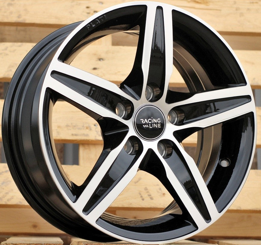 PDW 299 Alufælge 14" 5x100 ET35 – Poleret/sort (sæt á 4)