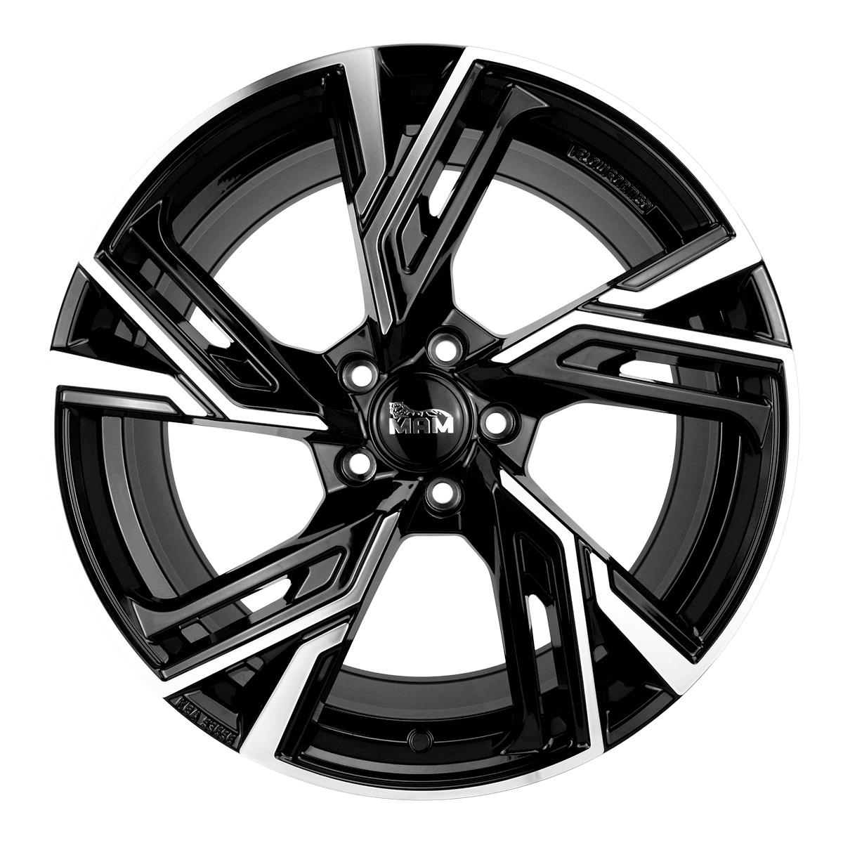MAM RS5 Alufælge 17" 5x112 ET49 – Poleret/sort (sæt á 4)