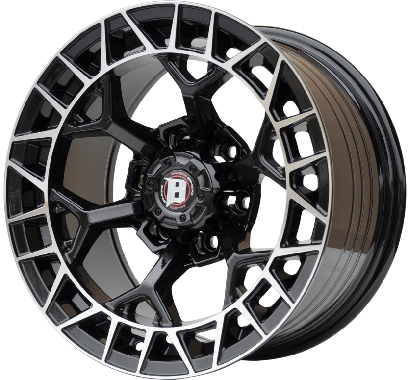 PDW FBX229 Alufælge 17" 6x139.7 ET0 – Poleret/sort (sæt á 4)