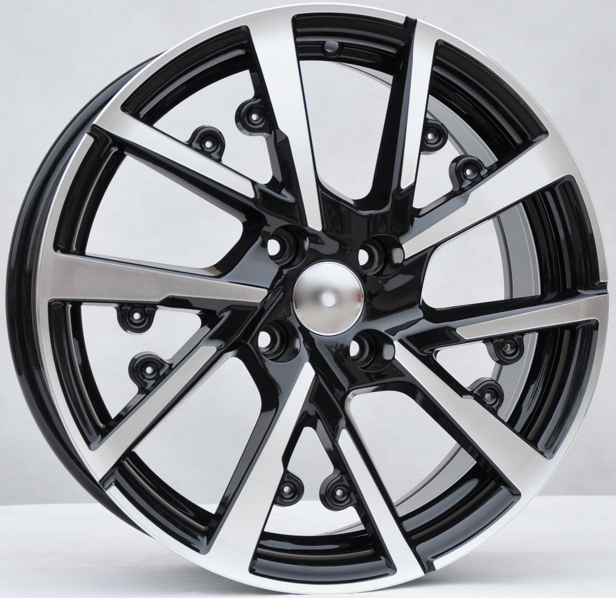 PDW 5906NullSpokes Alufælge 17" 7J 4x108 ET32 – Poleret/sort (sæt á 4)