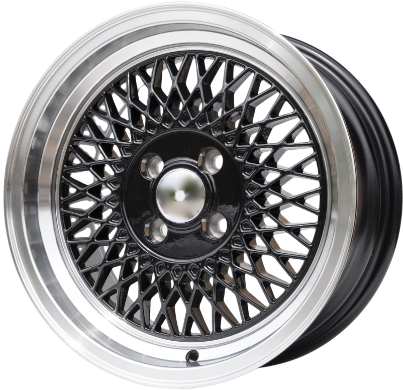 PDW 483 Alufælge 15" 7J 4x100 ET25 – Sort/poleret kant (sæt á 4)