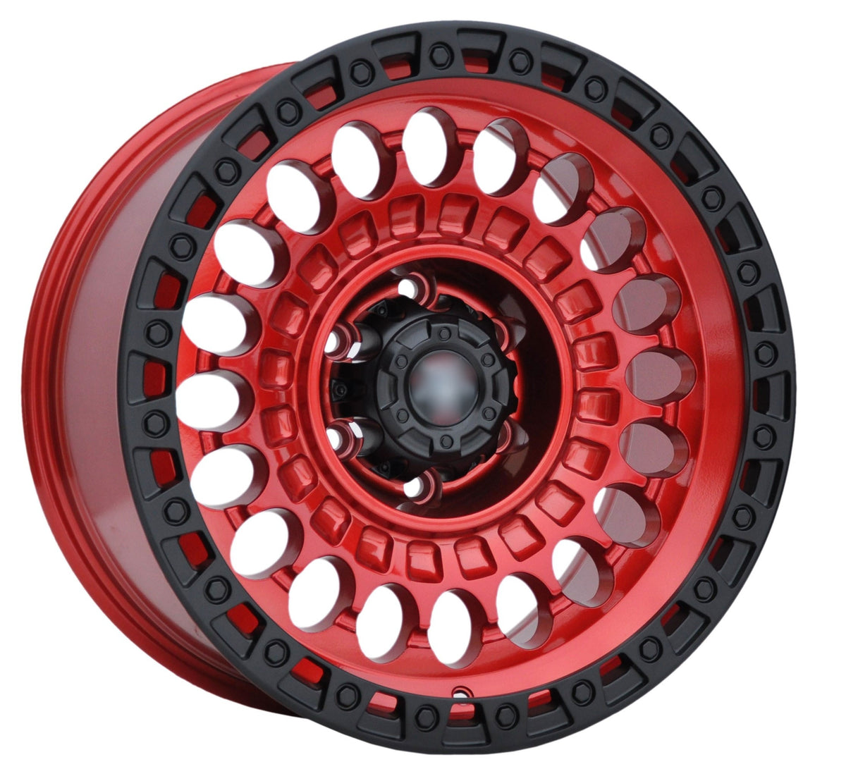 Toro Corsa JT220 Alufælge 18" 9J 6x139.7 ET0 – Poleret/rød kant (sæt á 4)