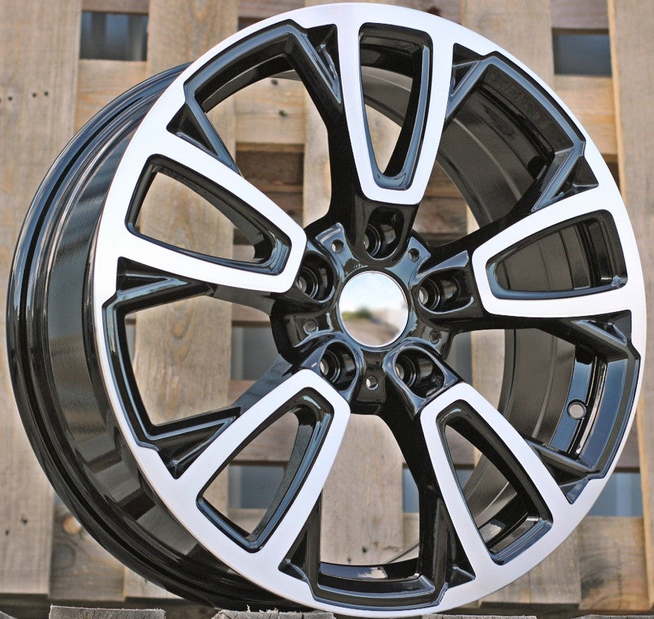 PDW F8409 Alufælge 18" 7J 5x112 ET45 – Poleret/sort (sæt á 4)