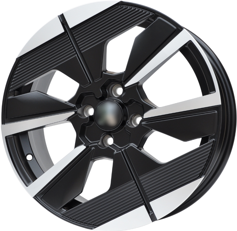 PDW 6158 Alufælge 17" 7J 4x108 ET32 – Poleret/sort halvmat (sæt á 4)
