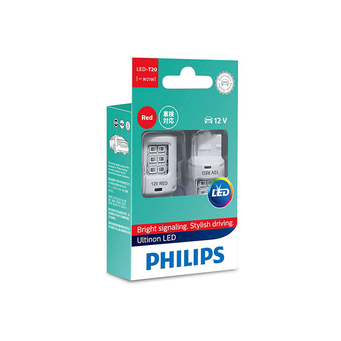Philips Ultinon LED W21W Rød 12V - Sæt